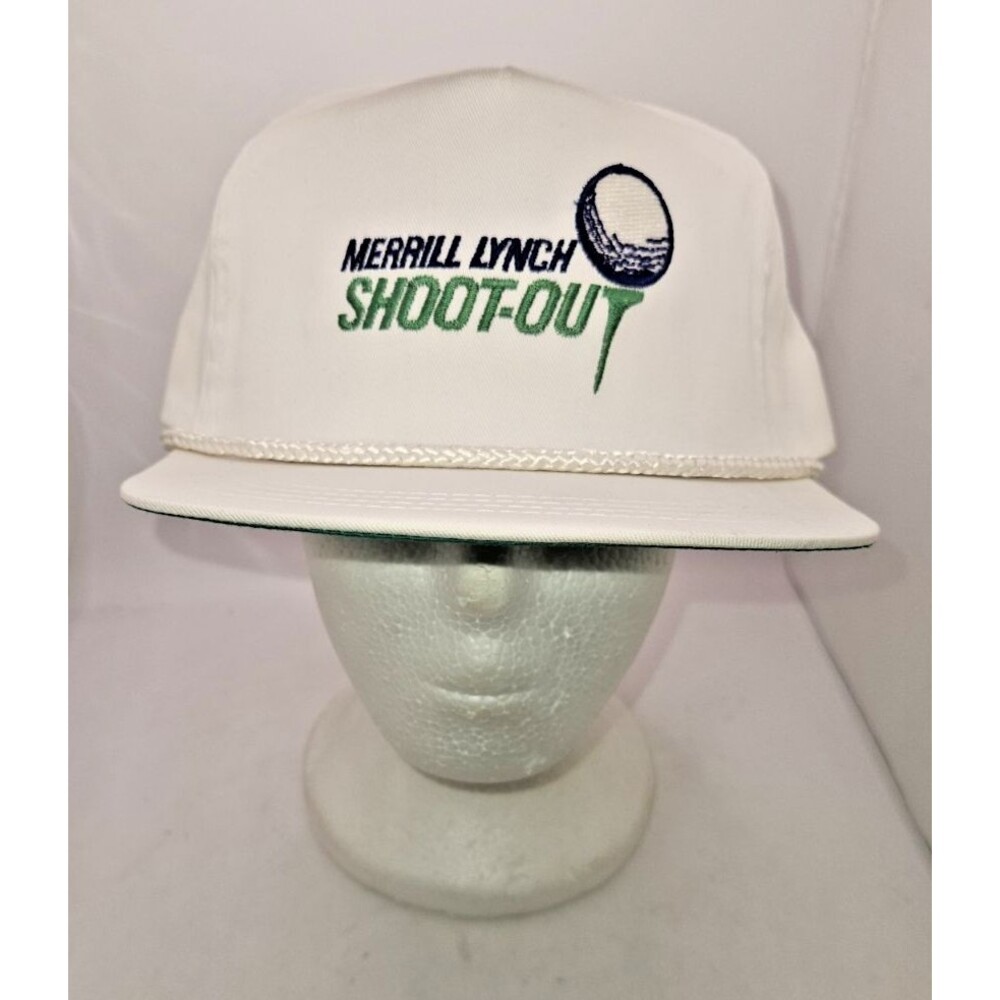 Vintage Merrill Lynch PGA Shoot Out StrapBack hat cap tour golf white adjustable